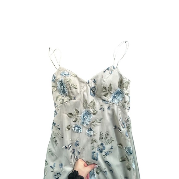 Jenny Yoo Juliana Enchanted Floral Embroidery Blue Agate Dress Formal Gown Sz 8 - Picture 4 of 10